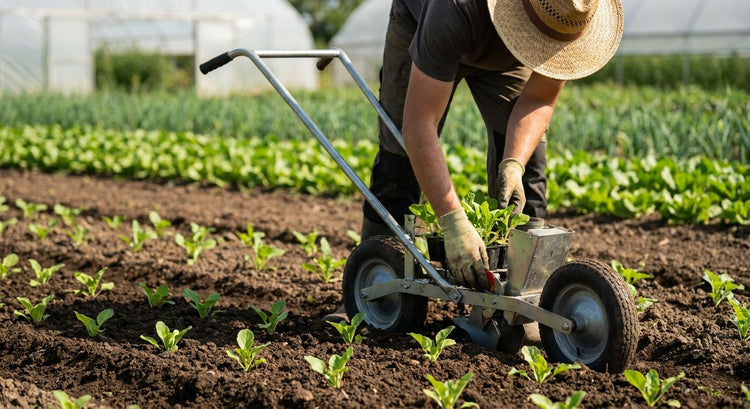 Seedling transplanters for market garden planting