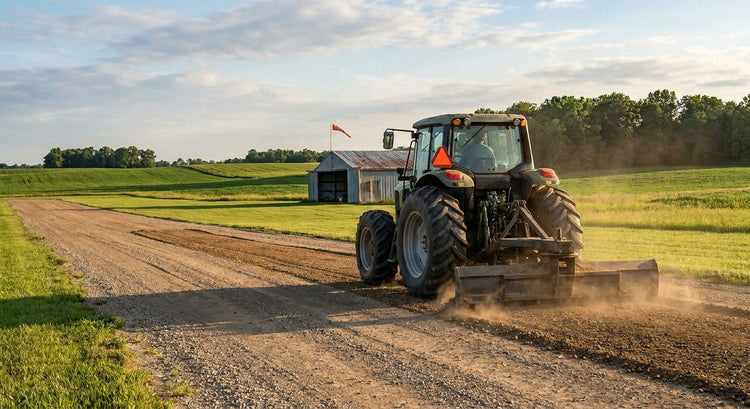 Tractor grader blade for farm airstrip maintenance
