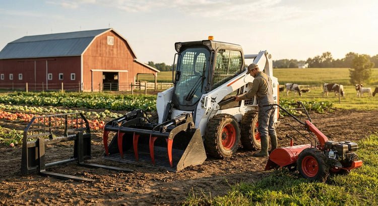 Skid steer attachments for small-scale farmers