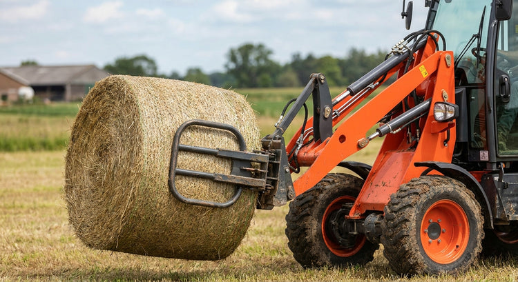 Bale grabs for compact tractor loaders