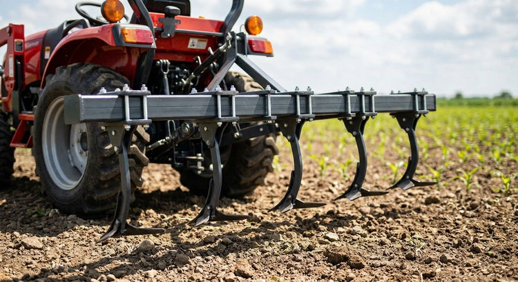 Toolbars for mounting cultivation tines on compact tractors