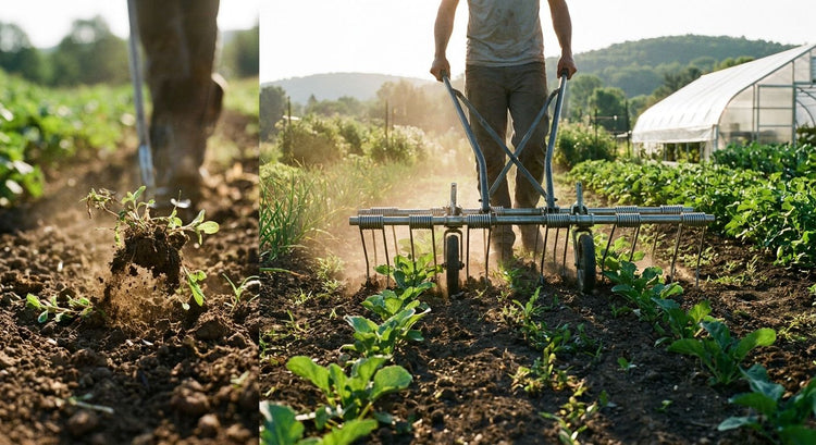 Tine weeders for market garden weed control