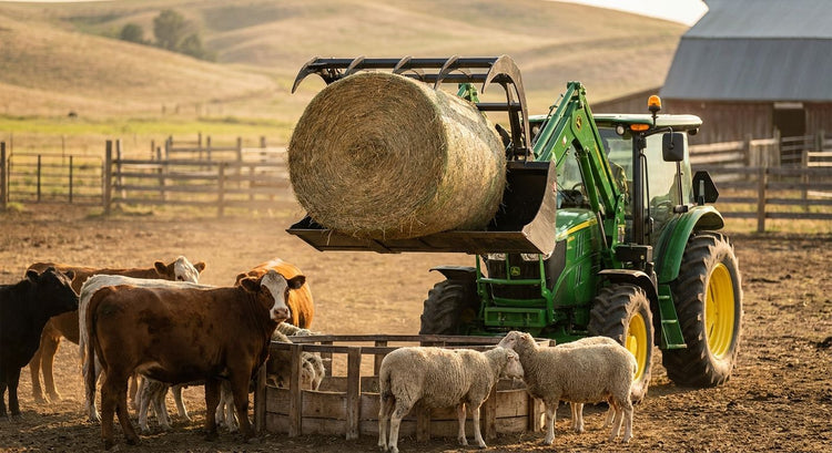 Best loader bucket for hay bale feeding on beef and sheep farms