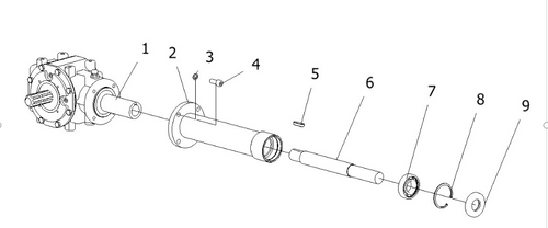 Gearbox to Pulley Drive Shaft 442mm – Hanmey EFGCMZ Flail Mower